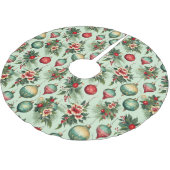 Retro Vakantie Ornamenten en Bloemen Kerstmis Kerstboom Rok (Gekanteld)