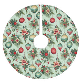Retro Vakantie Ornamenten en Bloemen Kerstmis Kerstboom Rok