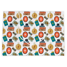 Retro Vakantie Reizen Thema Gift Bag Groot Cadeauzakje