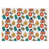 Retro Vakantie Reizen Thema Gift Bag Groot Cadeauzakje (Achterkant)