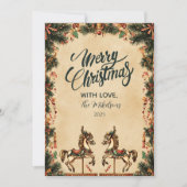 Retro Vakantie Rocking Horse Kerst Feestdagenkaart (Voorkant)