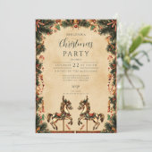 Retro Vakantie Rocking Horse Kerst Kaart (Staand voorkant)