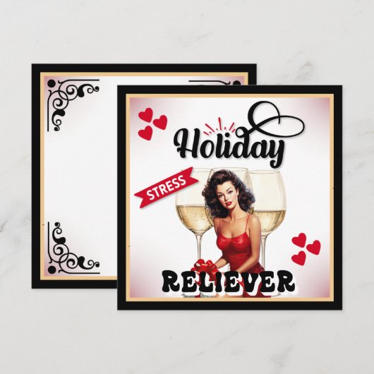 Retro Vakantie Stress Verlichter Pin-up Feestdagenkaart (Voorkant / Achterkant)