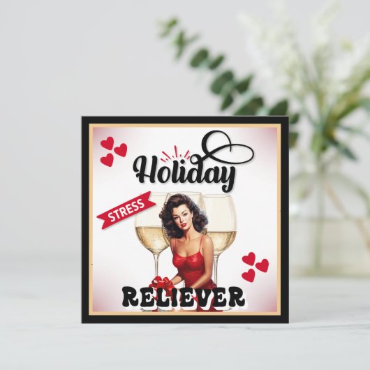 Retro Vakantie Stress Verlichter Pin-up Feestdagenkaart (Staand voorkant)