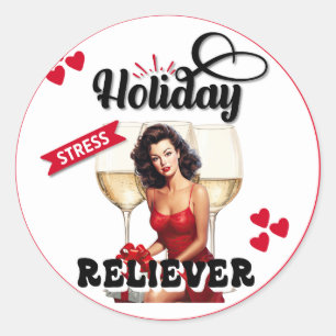 Retro Vakantie Stress Verlichter Pin-up Ronde Sticker