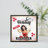 Retro Vakantie Stress Verlichter Pinup Feestdagenkaart (Staand voorkant)