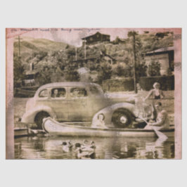 Retro Vakantie Tijd Weefsel Papier