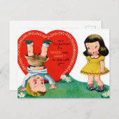 Retro  Vakantie Valentijn paar briefkaart (Voorkant / Achterkant)