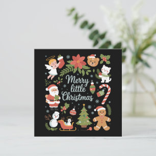Retro vakantie vintage vrolijk klein Kerstmis Feestdagenkaart