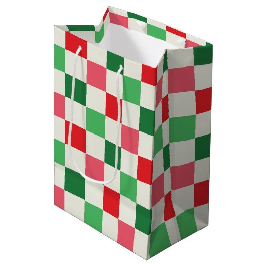 Retro vakantiecheck medium cadeauzakje (Voorkant Gekanteld)