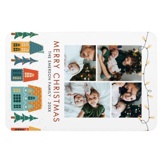 Retro Vakantiehuis Kaart Magneet (Horizontaal)