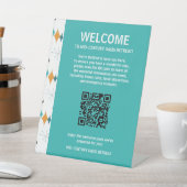 Retro Vakantiehuis Welkom Gast QR Code Reclamebord Met Voetstuk (Insitu)