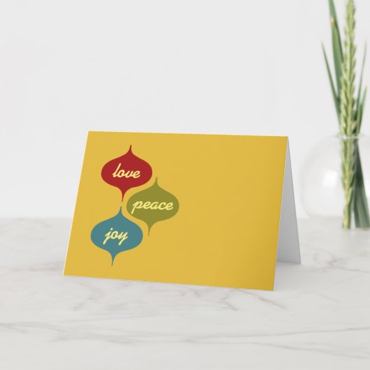 Retro vakantiekaart liefde, vrede, vreugde feestdagen kaart (Voorkant)