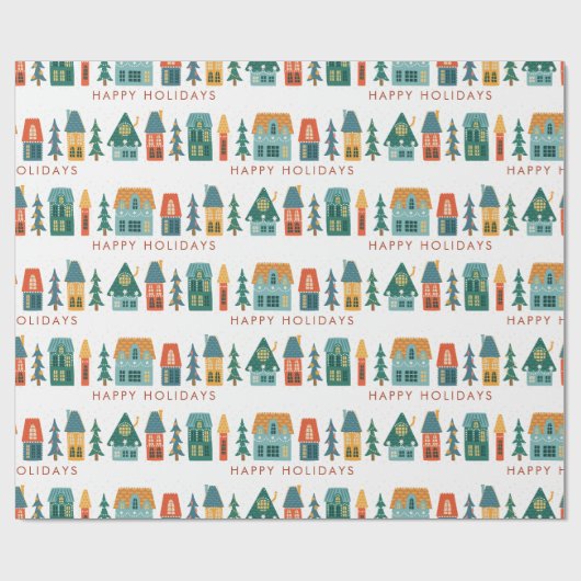 Retro Vakantiepapier Cadeaupapier (Vlak)