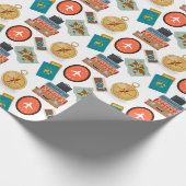 Retro vakantiereizen thema cadeaupapier (Hoek)