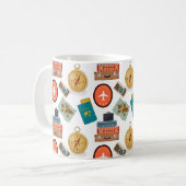 Retro vakantiereizen thema koffiemok (Voorkant links)