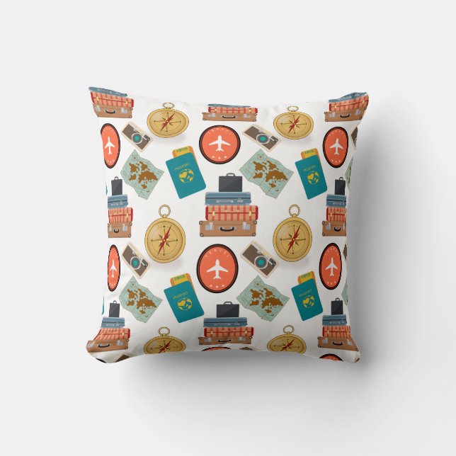 Retro vakantiereizen thema kussen (Voorkant)