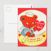 retro Valentijn beer Briefkaart (Voorkant / Achterkant)