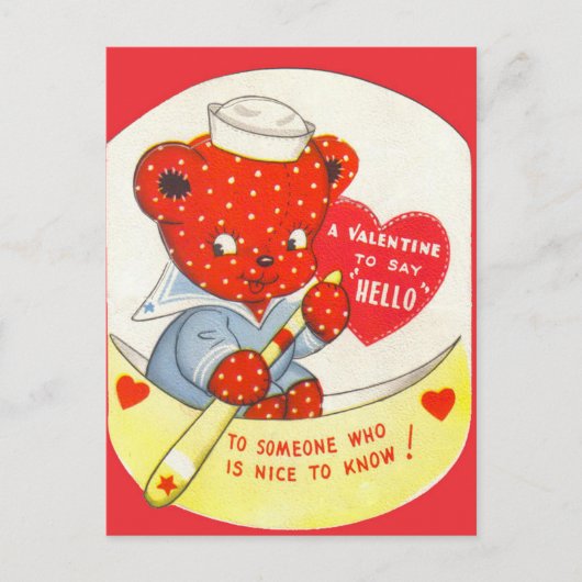 retro  Valentijn beer Briefkaart (Voorkant)