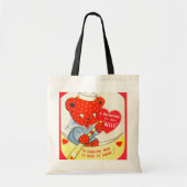 Retro  Valentijn beer canvas tas (Voorkant)