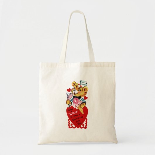 Retro Valentijn Beer en Ice Cream Budget Tote Bag (Voorkant)