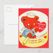 Retro  Valentijn beer Holiday briefkaart (Voorkant / Achterkant)