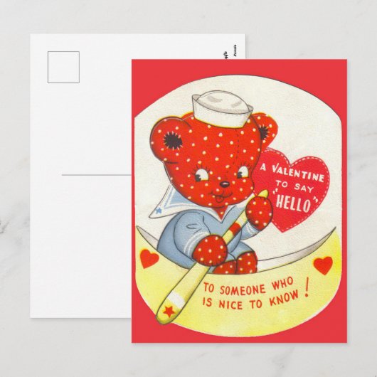 Retro  Valentijn beer Holiday briefkaart (Voorkant / Achterkant)