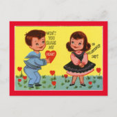Retro Valentijn Boy en Girl Briefkaart (Voorkant)