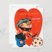 Retro Valentijn boy Holiday briefkaart (Voorkant / Achterkant)