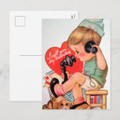 Retro Valentijn boy Holiday briefkaart (Voorkant / Achterkant)