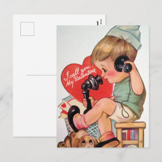 Retro Valentijn boy Holiday briefkaart (Voorkant / Achterkant)