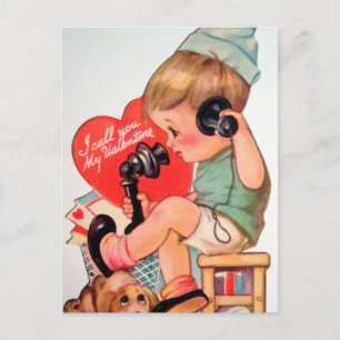 Retro Valentijn boy Holiday briefkaart