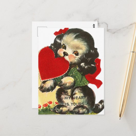 retro Valentijn Briefkaart (Voorkant / Achterkant in situ)