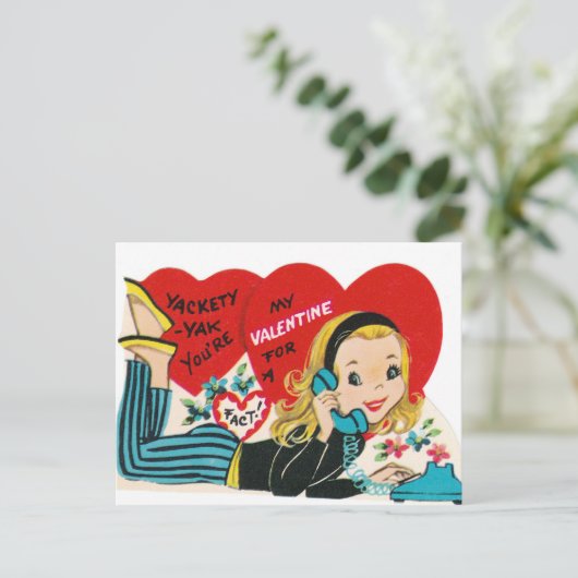 Retro Valentijn briefkaart (Staand voorkant)