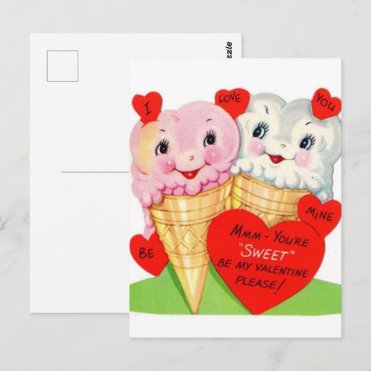 retro  Valentijn Briefkaart (Voorkant / Achterkant)