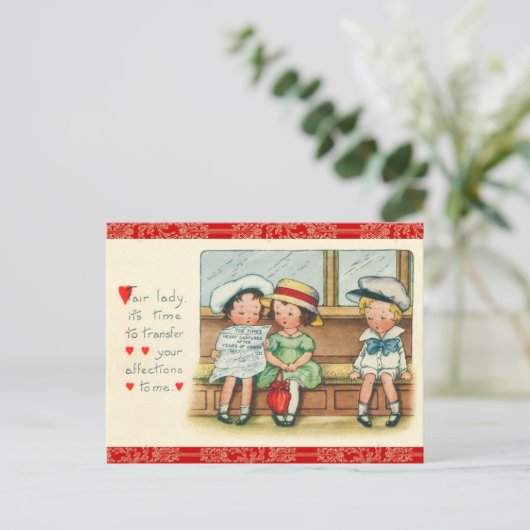 Retro Valentijn Briefkaart (Staand voorkant)