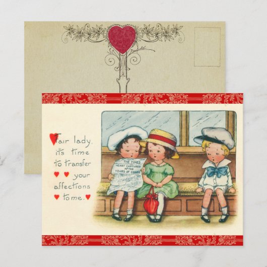 Retro Valentijn Briefkaart (Voorkant / Achterkant)