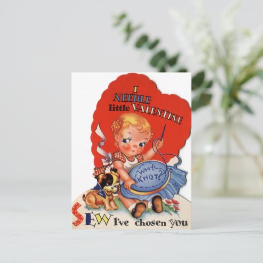 Retro  Valentijn briefkaart Vakdag (Staand voorkant)