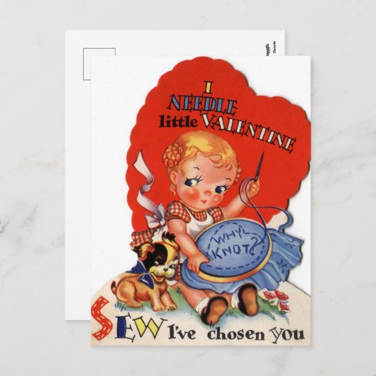 Retro Valentijn briefkaart Vakdag (Voorkant / Achterkant)