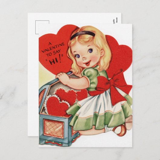 Retro  Valentijn briefkaart Vakdag (Voorkant / Achterkant)