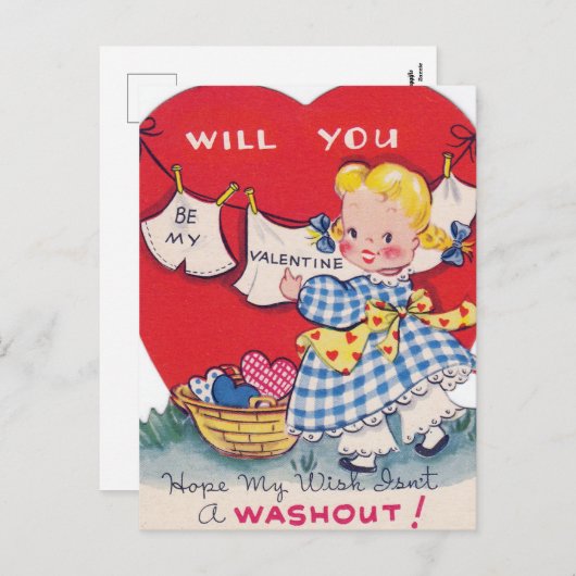 Retro Valentijn briefkaart Vakdag (Voorkant / Achterkant)
