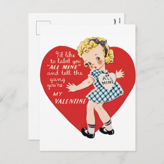 Retro  Valentijn briefkaart Vakdag (Voorkant / Achterkant)