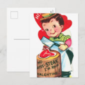 Retro  Valentijn butcher Holiday briefkaart (Voorkant / Achterkant)