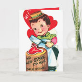 retro  Valentijn butcher voegt sentiment toe Feestdagen Kaart (Voorkant)
