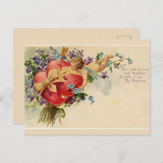 Retro Valentijn Cupid True and Constant Love Briefkaart (Voorkant / Achterkant)