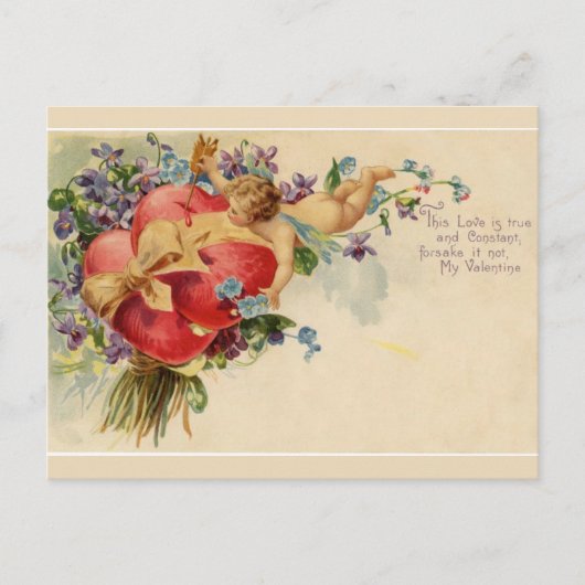 Retro Valentijn Cupid True and Constant Love Briefkaart (Voorkant)