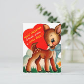Retro  Valentijn Deer Holiday-kaart Feestdagenkaart (Staand voorkant)
