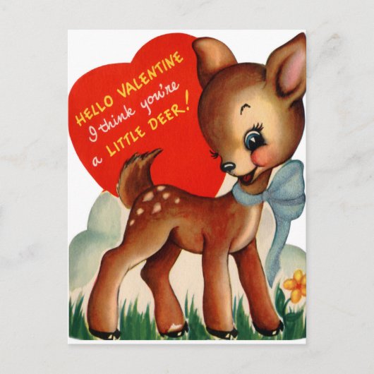 Retro  Valentijn Deer Holiday-kaart Feestdagenkaart (Voorkant)