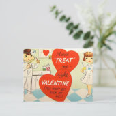retro  Valentijn Doctor Nurse Briefkaart (Staand voorkant)