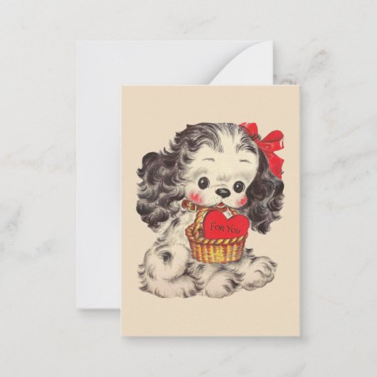 retro  Valentijn dog voegt sentiment toe Notitiekaartje (Voorkant)